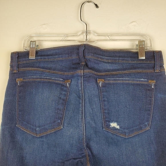 J Brand Rail Jeans Alta‎ 31 Midrise Skinny Stretch Distressed 8112C006 Dark Wash - Picture 11 of 14